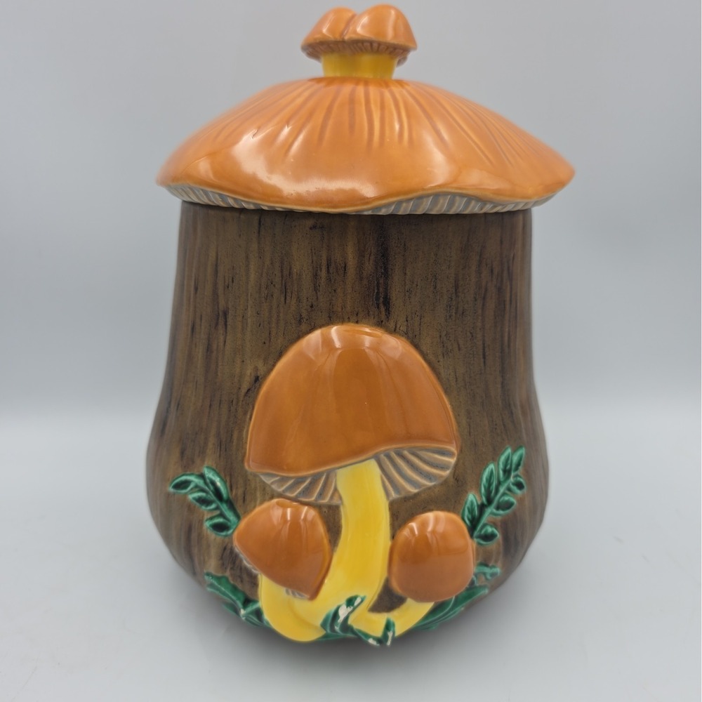 Mushroom Arnels Brown Ceramic Kitchen Storage Container Canister Cookie Jar
